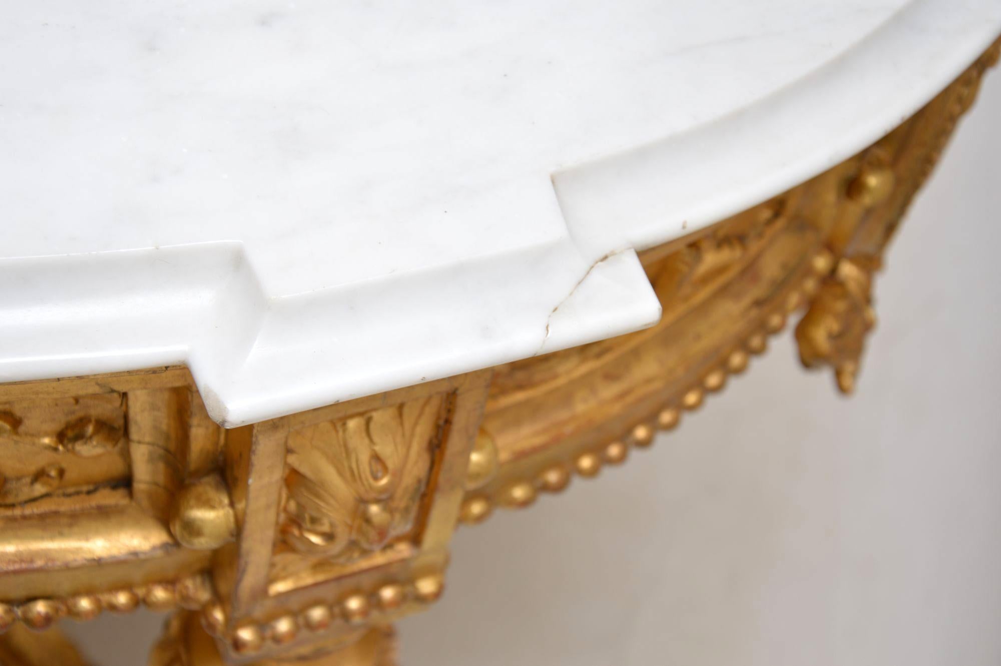 Antique French Marble Top Gilt Wood Centre Table 7