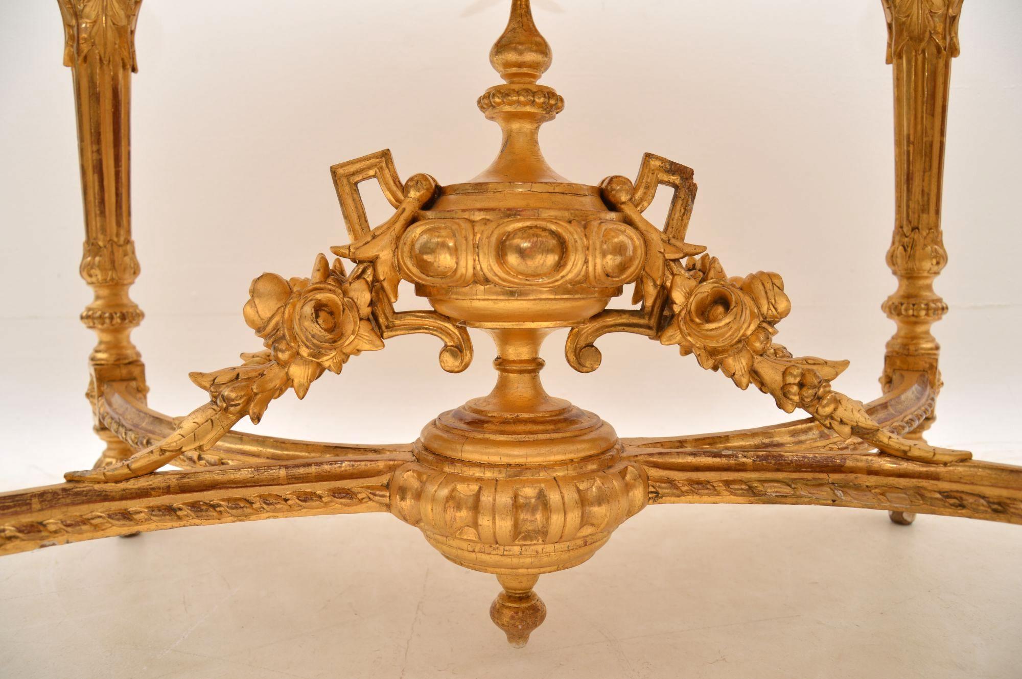 Antique French Marble Top Gilt Wood Centre Table 3