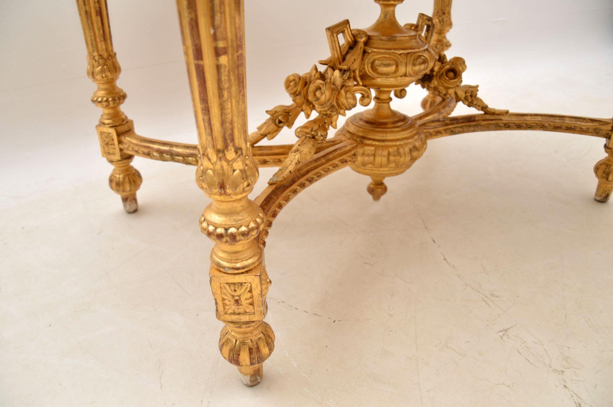 Antique French Marble Top Gilt Wood Centre Table 4