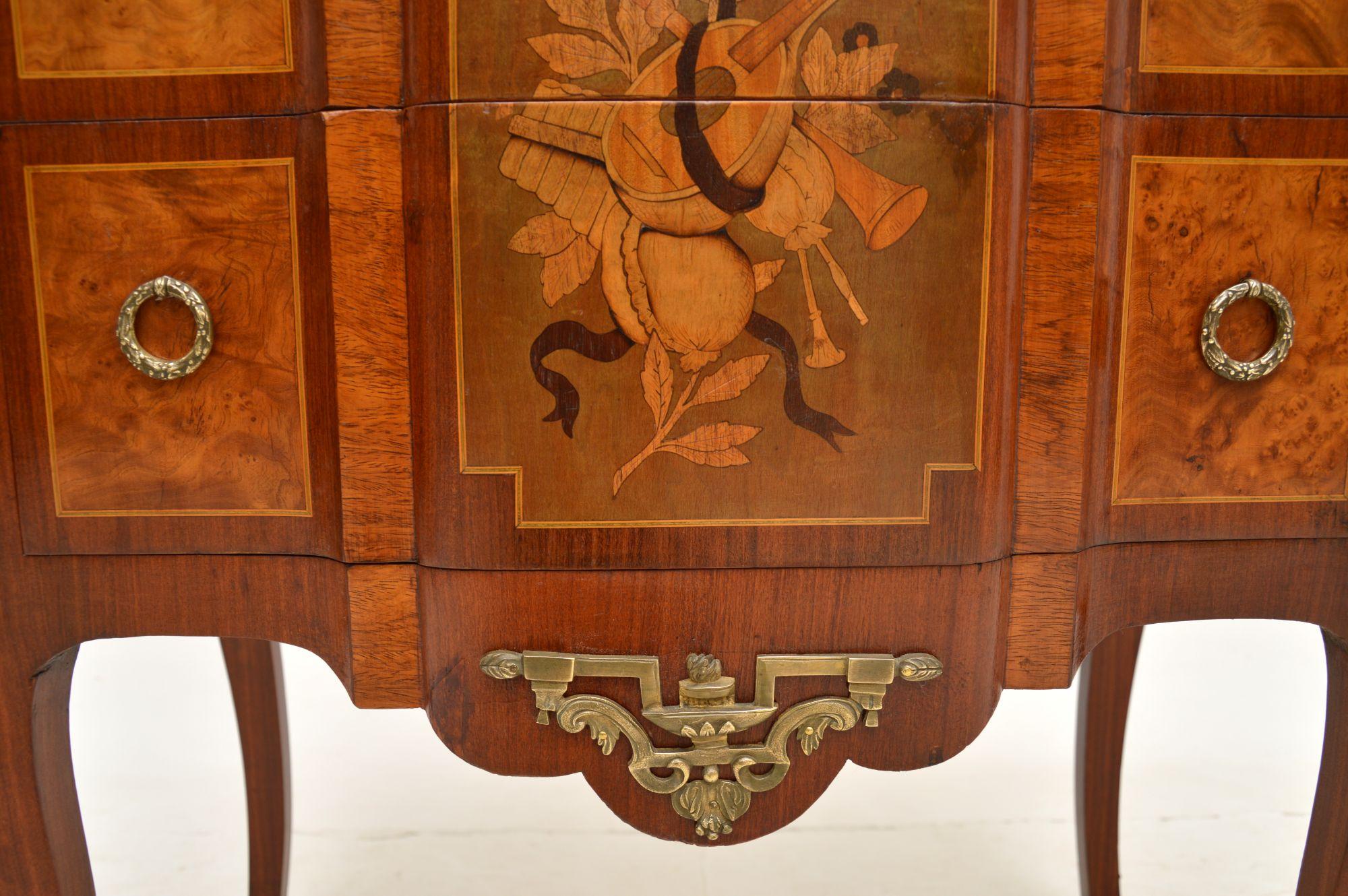 Antique French Marble Top Inlaid Commode For Sale 6