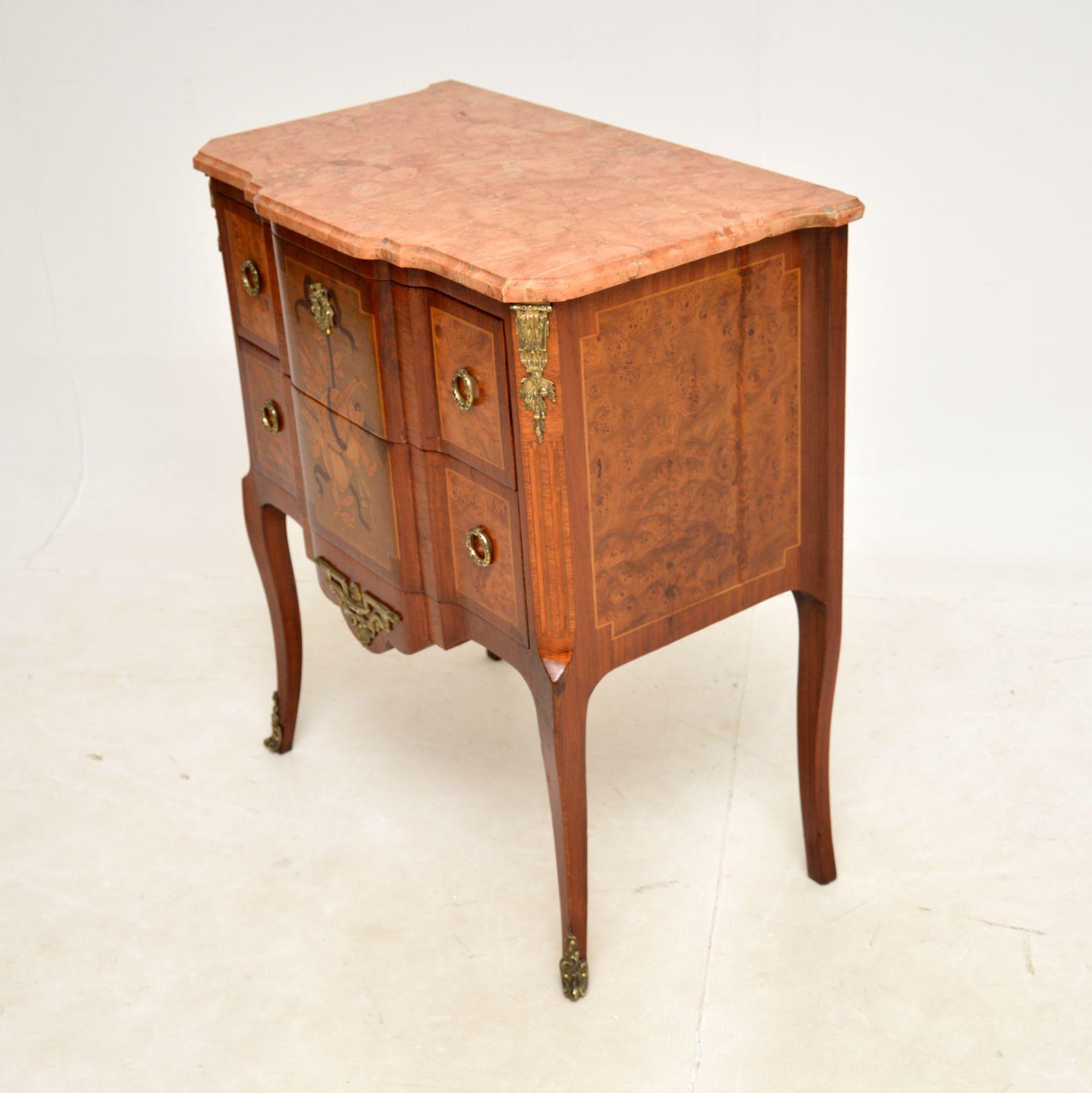Antique French Marble Top Inlaid Commode In Good Condition For Sale In London, GB