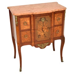 Antique French Marble Top Inlaid Commode