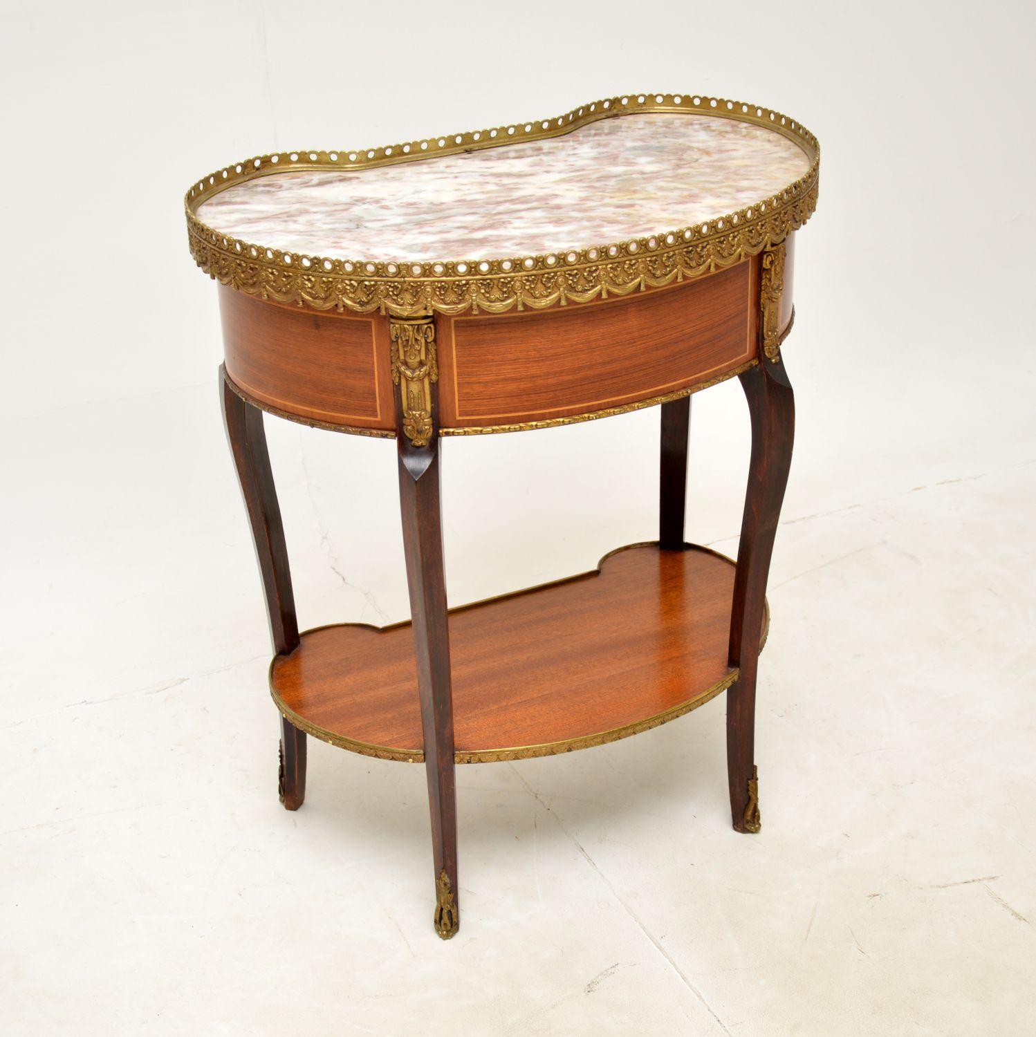 Mid-20th Century Antique French Marble Top Kidney Shape Side Table