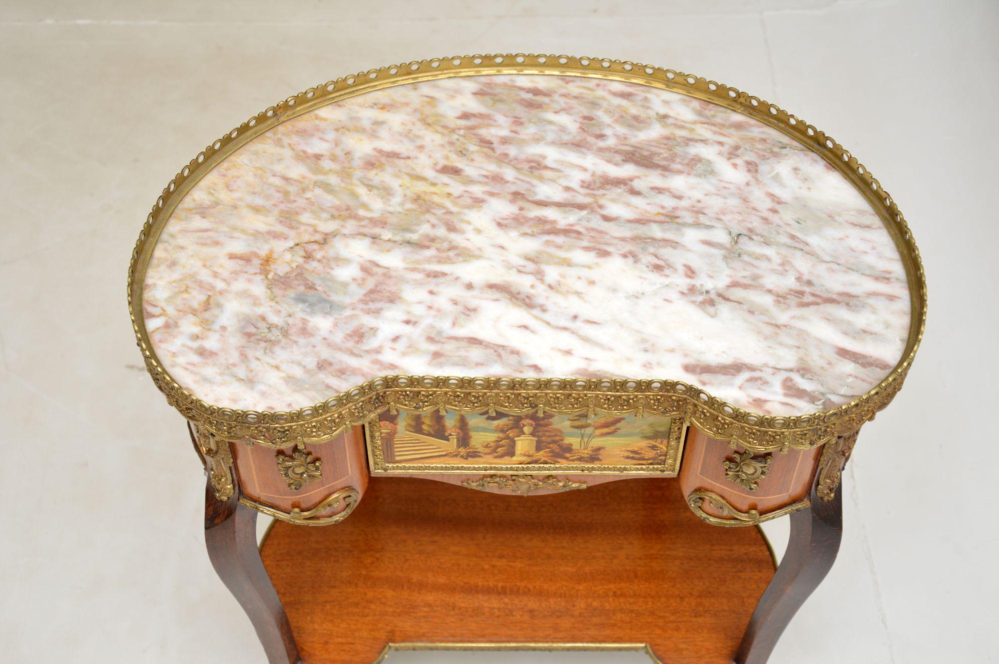 Antique French Marble Top Kidney Shape Side Table 3