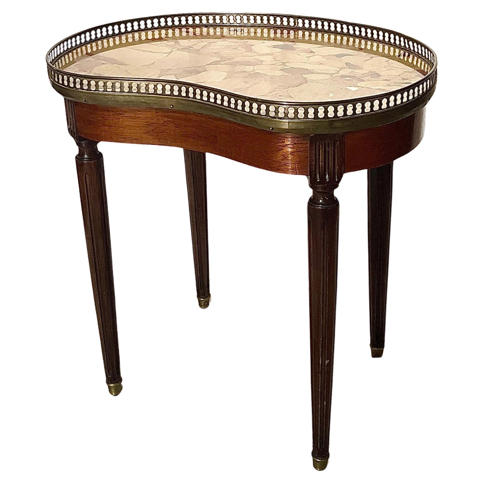 20th Century Antique French Marble Top Kidney Shaped Table, Circa 1910-1920. For Sale