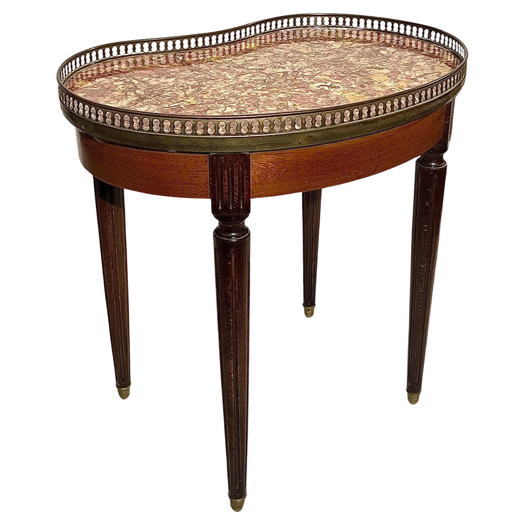 Antique French Marble Top Kidney-shaped Table, Circa 1910-1920. For Sale