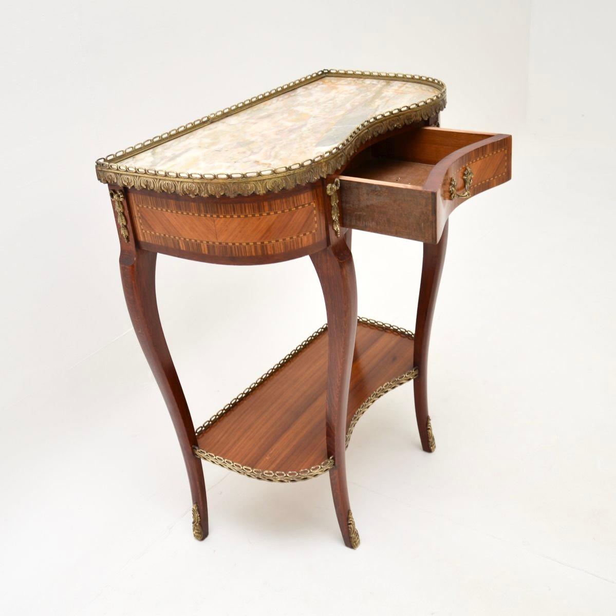 Louis XV Antique French Marble Top Kidney Side Table