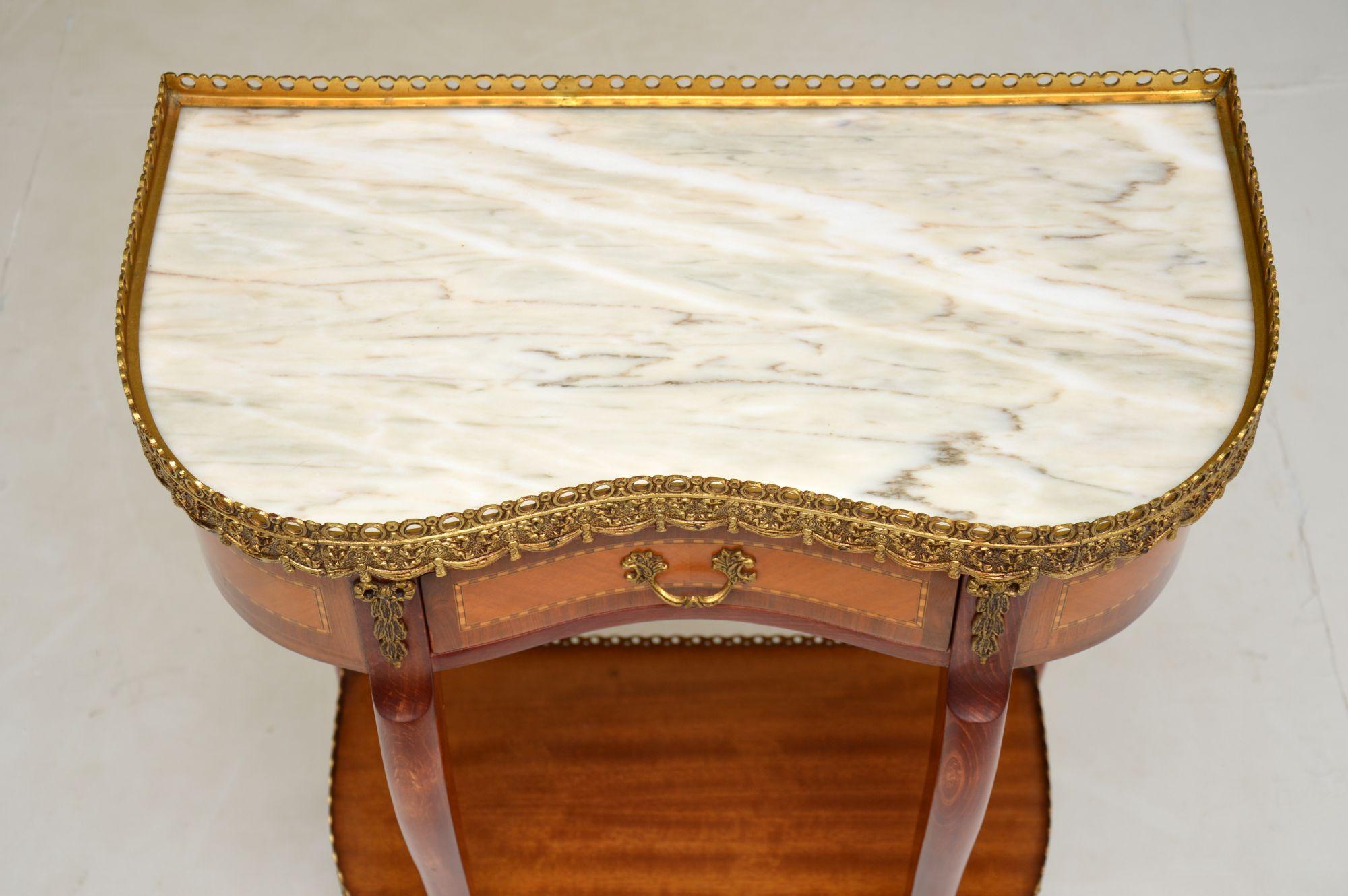 20th Century Antique French Marble Top Kidney Side Table