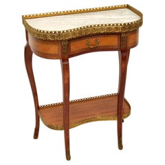 Antique French Marble Top Kidney Side Table