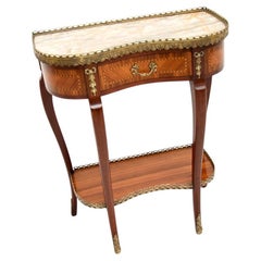 Antique French Marble Top Kidney Side Table