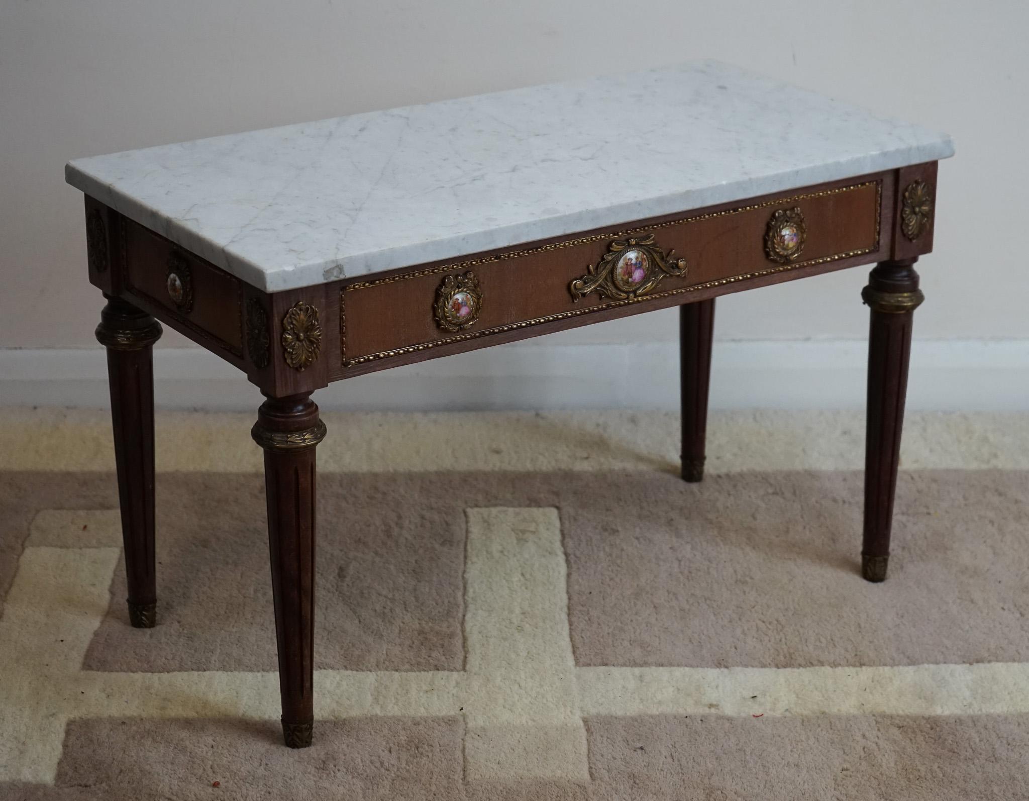 Antique French Marble Top  Coffee Table  For Sale 6