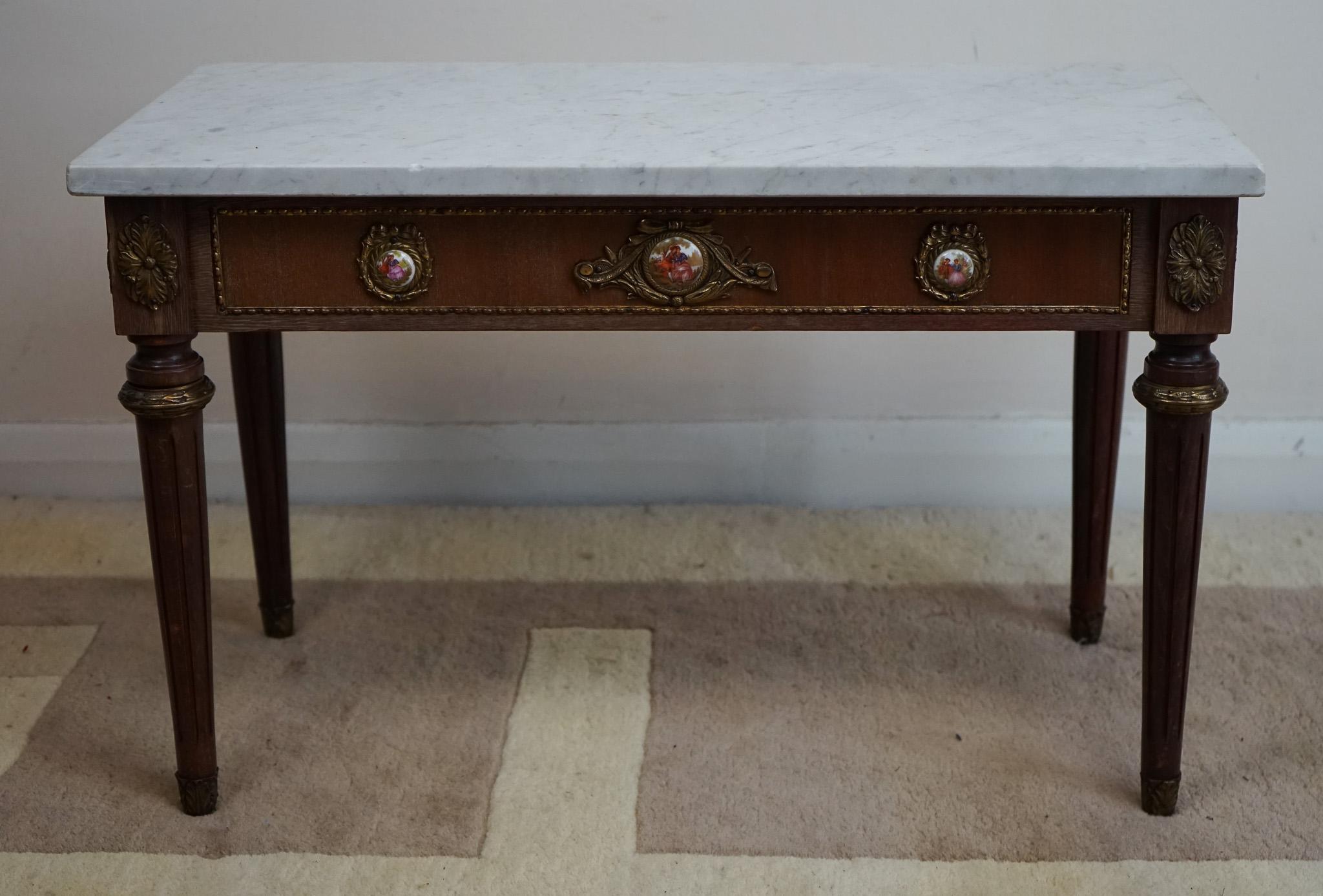 British Antique French Marble Top  Coffee Table  For Sale