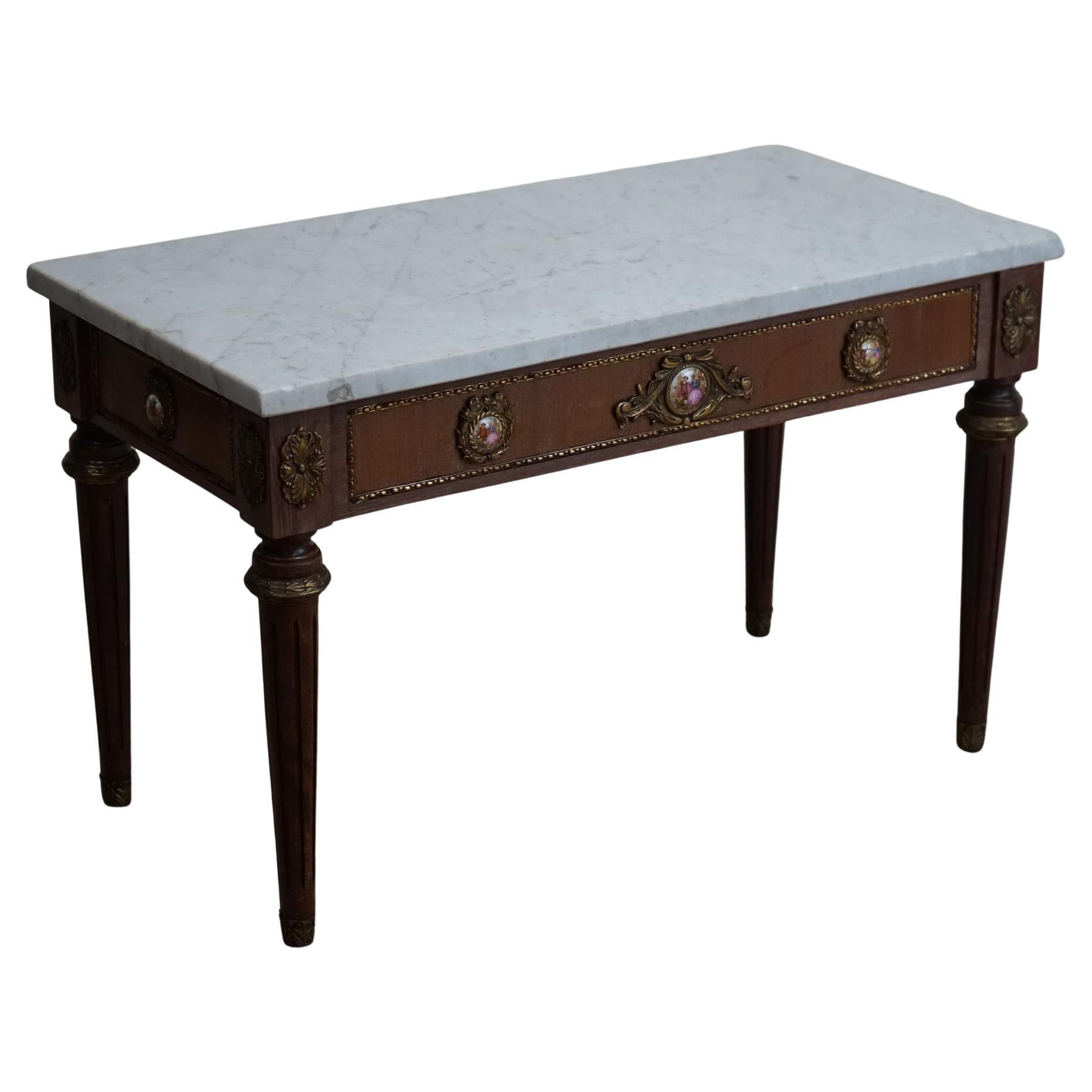 Antique French Marble Top  Coffee Table 