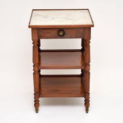 Antique French Marble-Top Mahogany Side Table