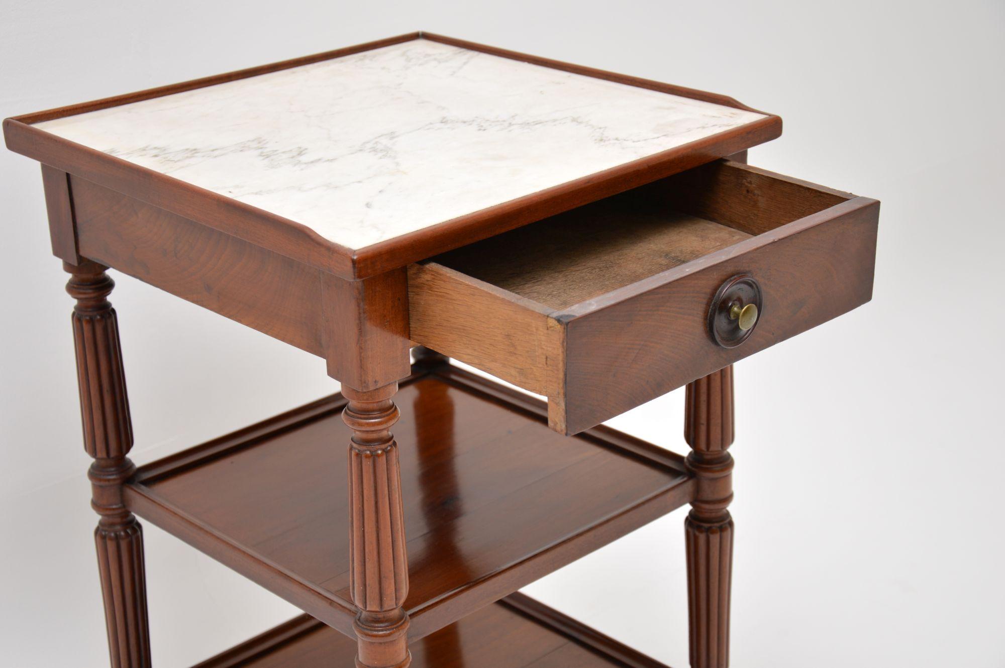 Antique French Marble-Top Mahogany Side Table In Good Condition In London, GB