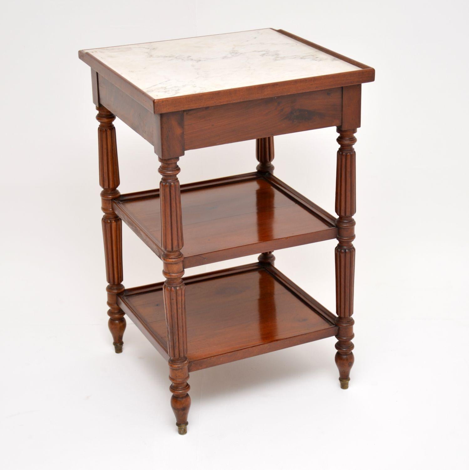 Antique French Marble-Top Mahogany Side Table 4