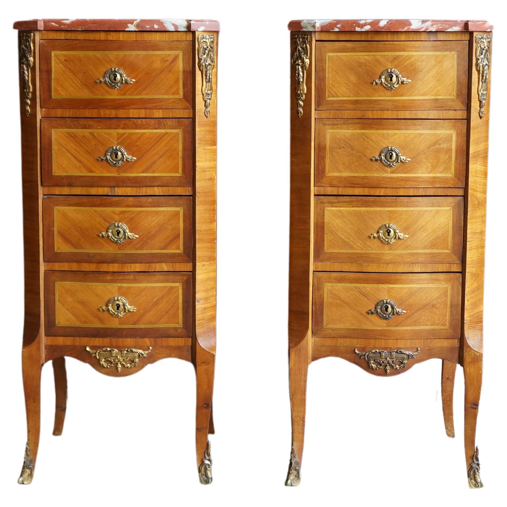 Antique French Marble Top Nightstands For Sale