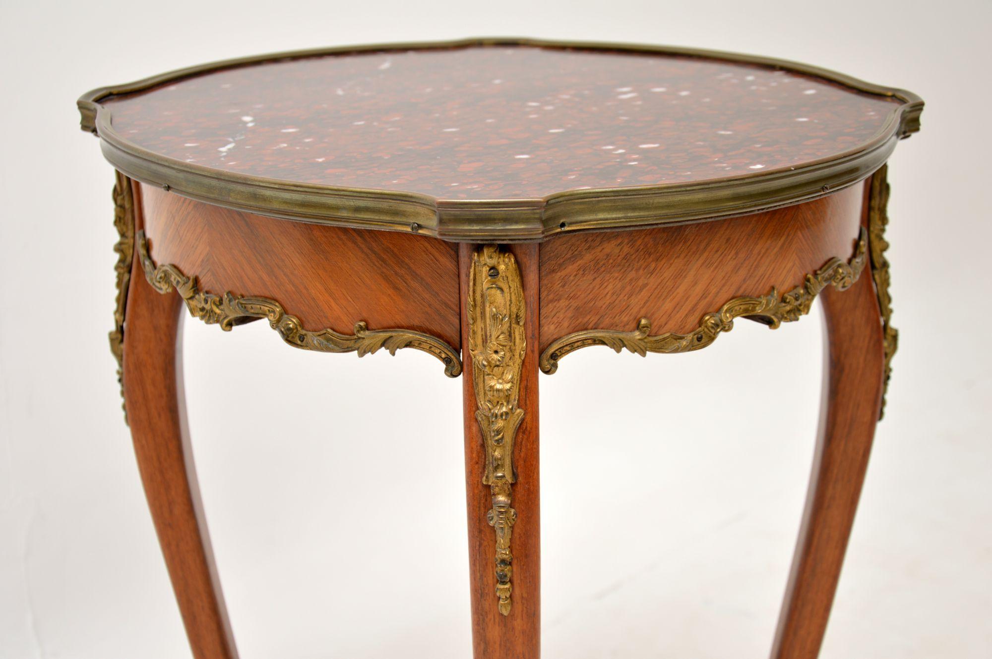 Late 19th Century Antique French Marble Top Occasional Side Table For Sale