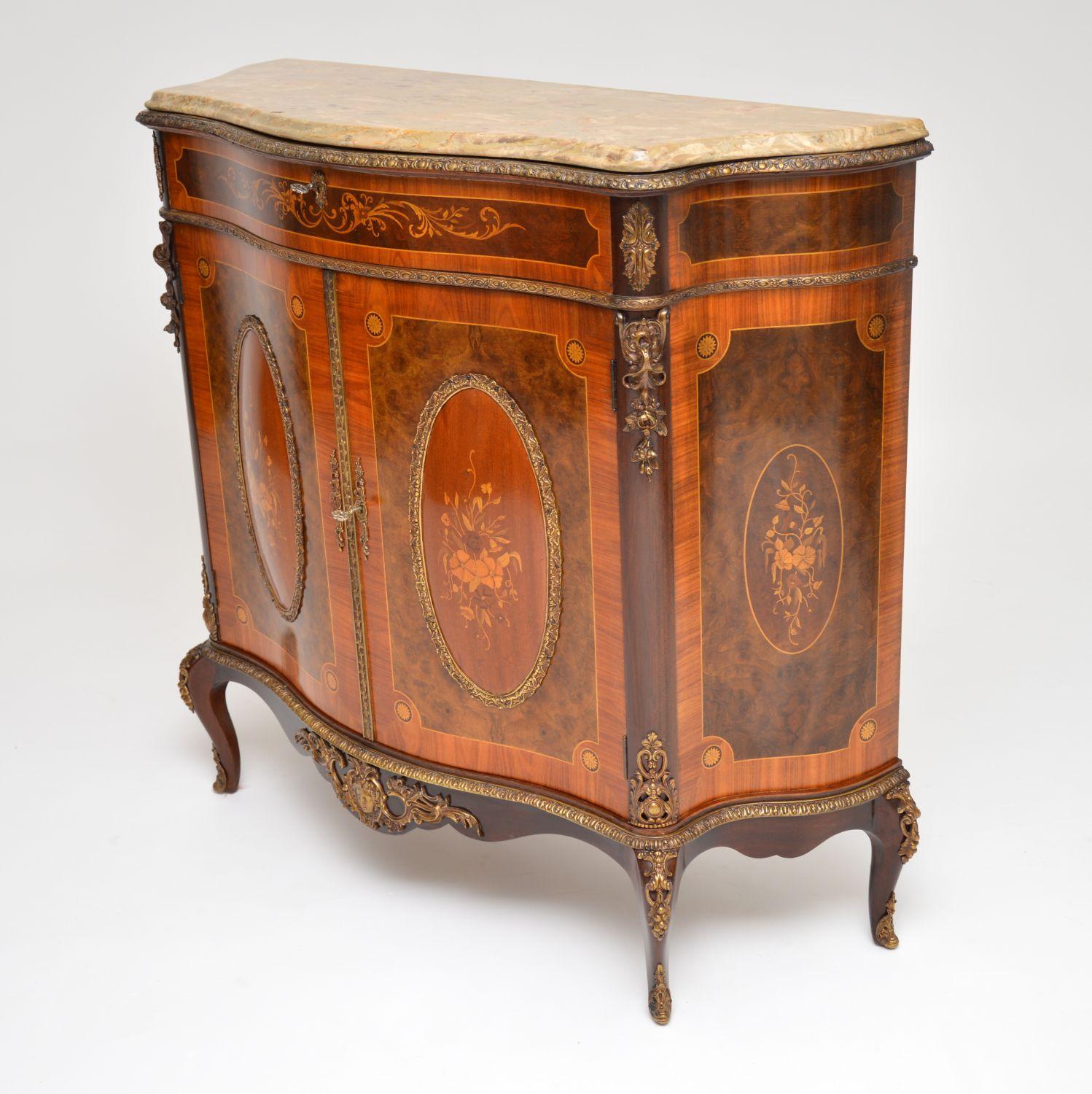 Mid-20th Century Antique French Marble Top Ormolu Mounted Cabinet