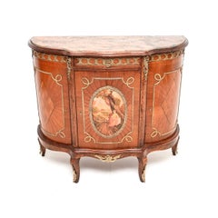 Antique French Marble Top Painted Cabinet