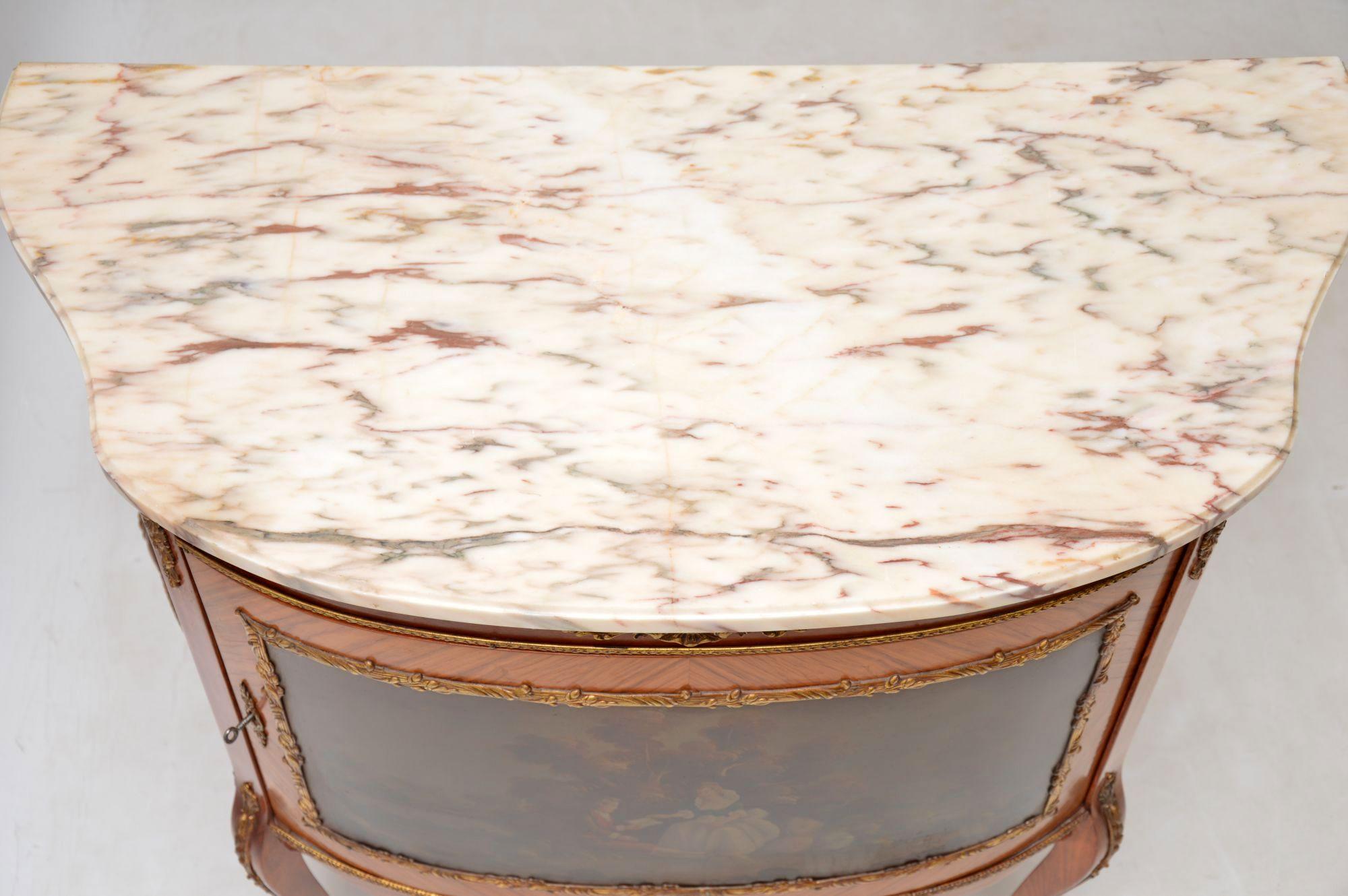 Mid-20th Century Antique French Marble-Top Painted Cabinet