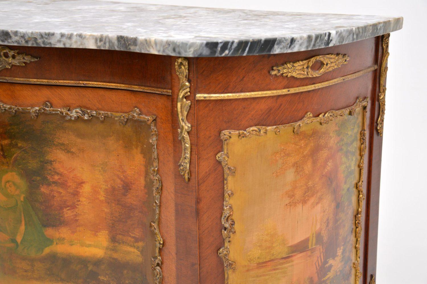 Mid-20th Century Antique French Marble-Top Painted Cabinet