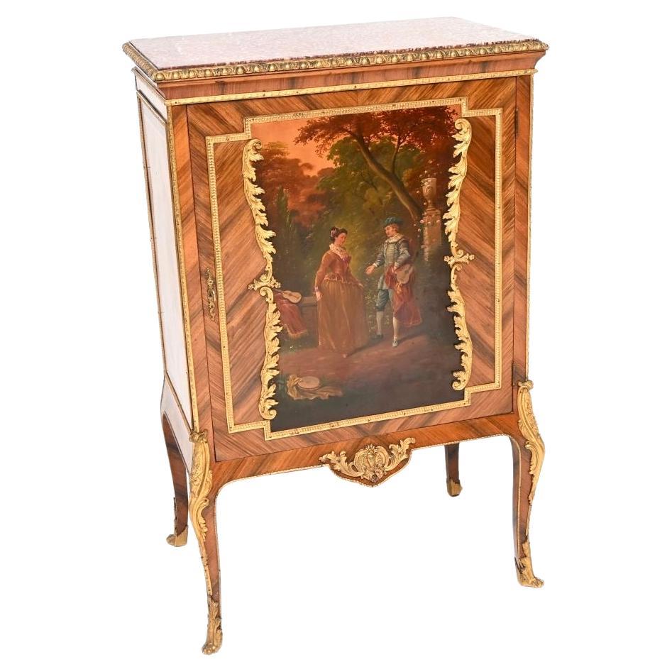 Antique French Marble Top Painted Cabinet