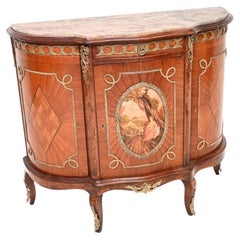 Antique French Marble Top Painted Cabinet