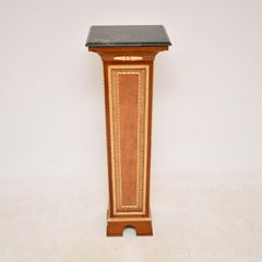 Antique French Columna de pedestal con tapa de mármol