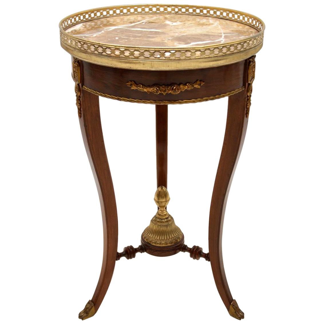 Antique French Marble-Top Side Table