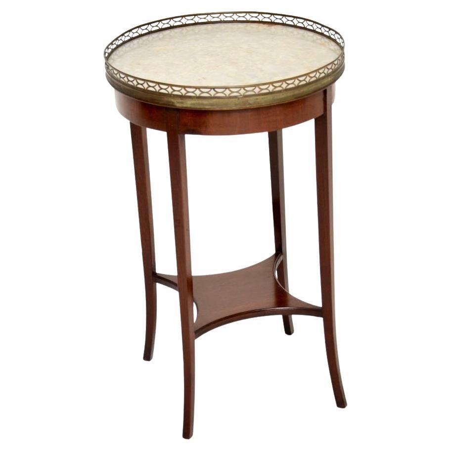 Antique French Marble Top Side Table For Sale