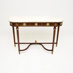 Antique French Marble Top Walnut Console Table