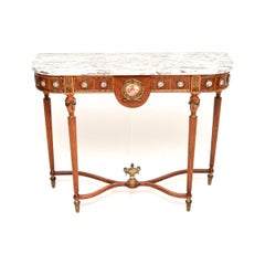 Antike Französisch Marmorplatte Nussbaum Konsolentisch