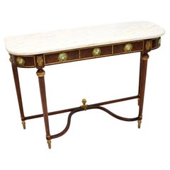 Antique French Marble Top Walnut Console Table