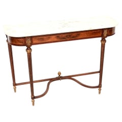 Antique French Marble Top Walnut Console Table