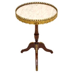 Antique French Tavolo da vino con piano in marmo