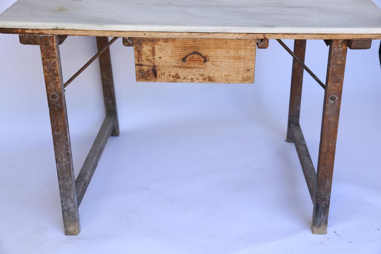 Antique French Marble Top Work Table For Sale at 1stDibs