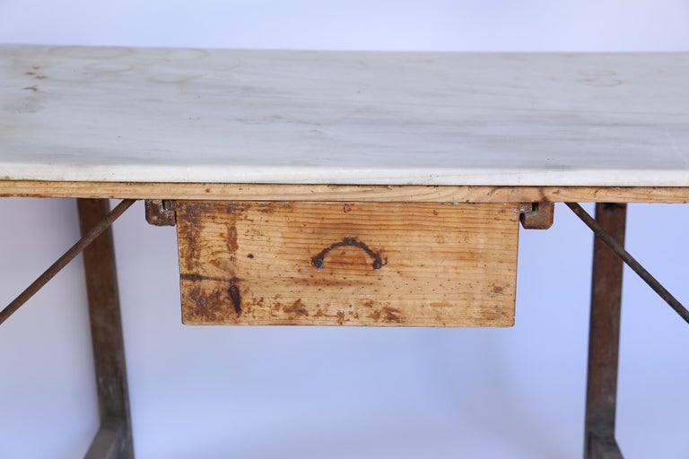 Antique French Marble Top Work Table For Sale at 1stDibs