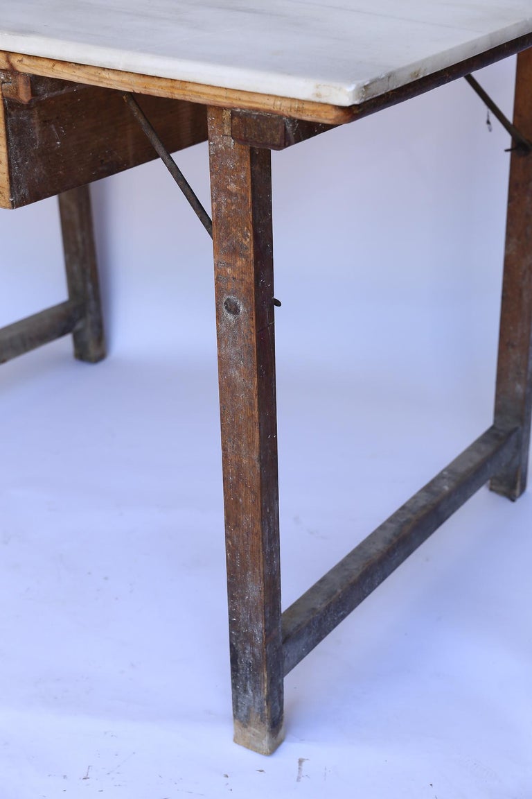 Antique French Marble Top Work Table For Sale at 1stDibs