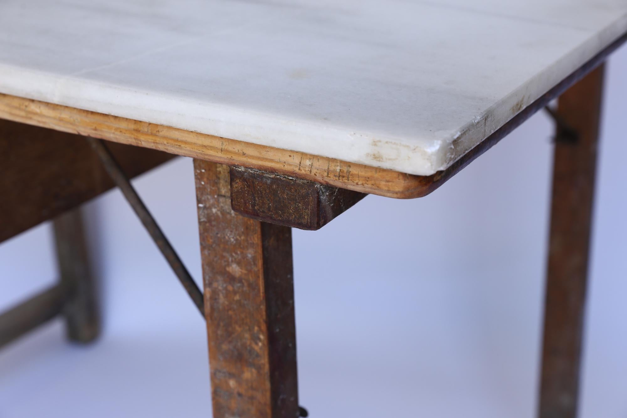 19th Century Antique French Marble Top Work Table