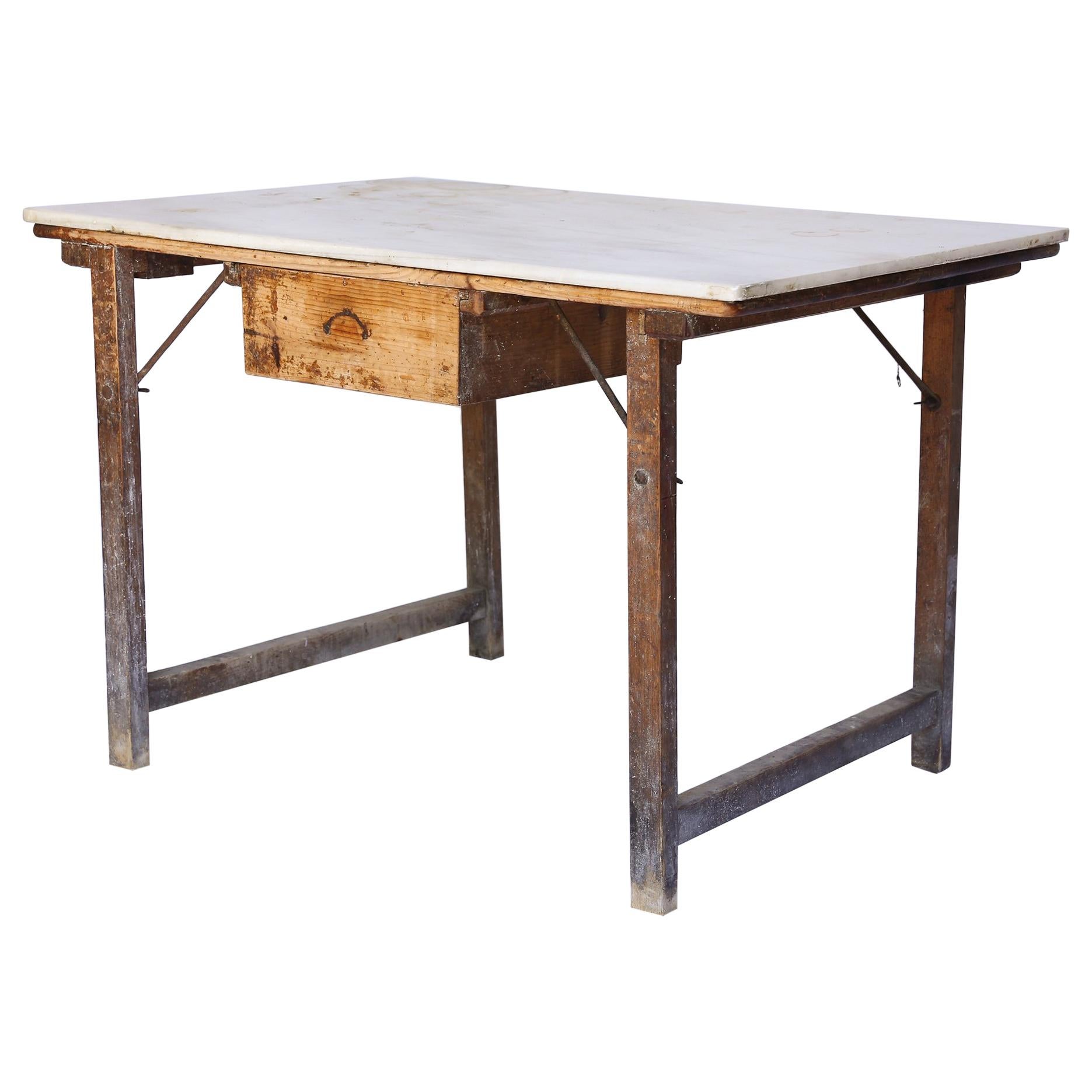Antique French Marble Top Work Table