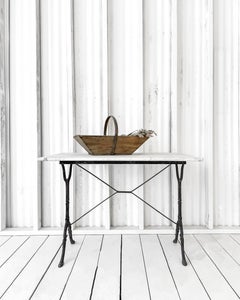 Antique French Marble Topped Iron Bistro Table