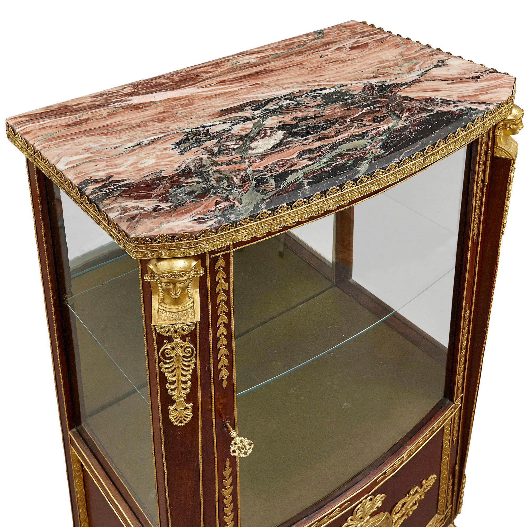 Antique French Marble Topped Vitrine in the Empire Style For Sale 2