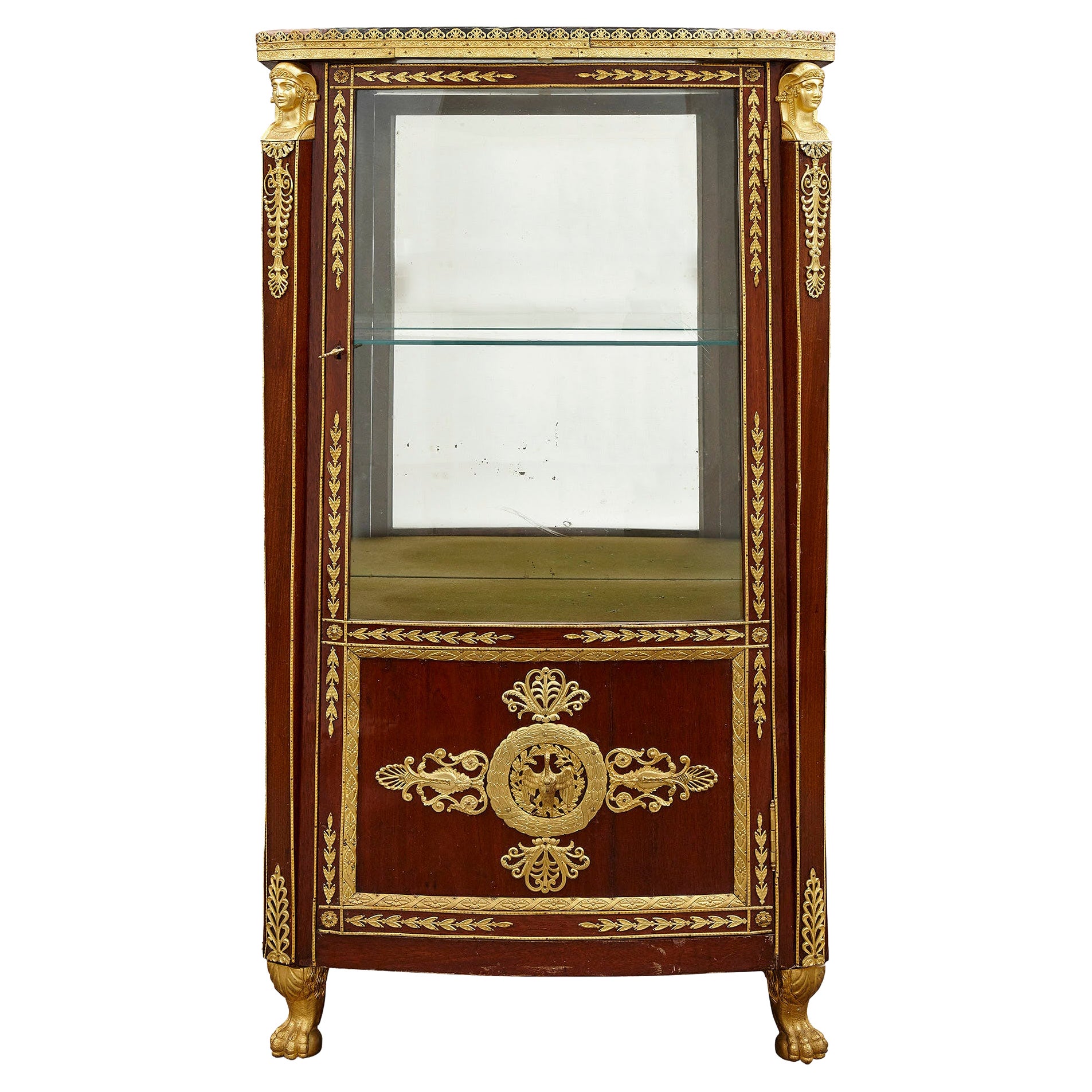Antique French Vitrine in marmo in stile Impero in vendita