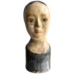 Antique French Marotte Head Wig Stand