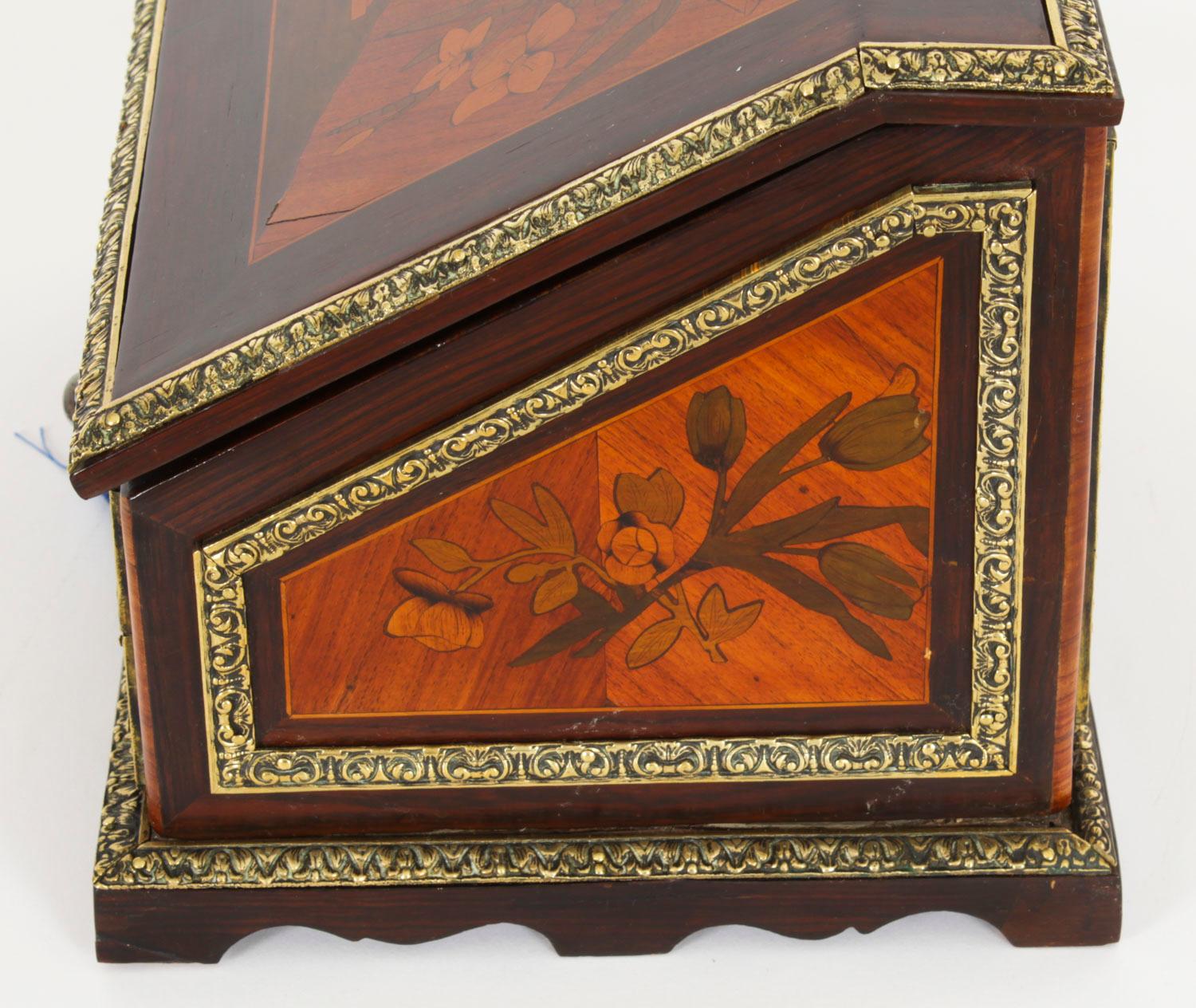 Antique French Marquetry and Ormolu Stationary Casket . 19th Century For Sale 8