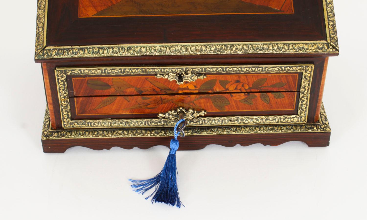 Antique French Marquetry and Ormolu Stationary Casket . 19th Century For Sale 1