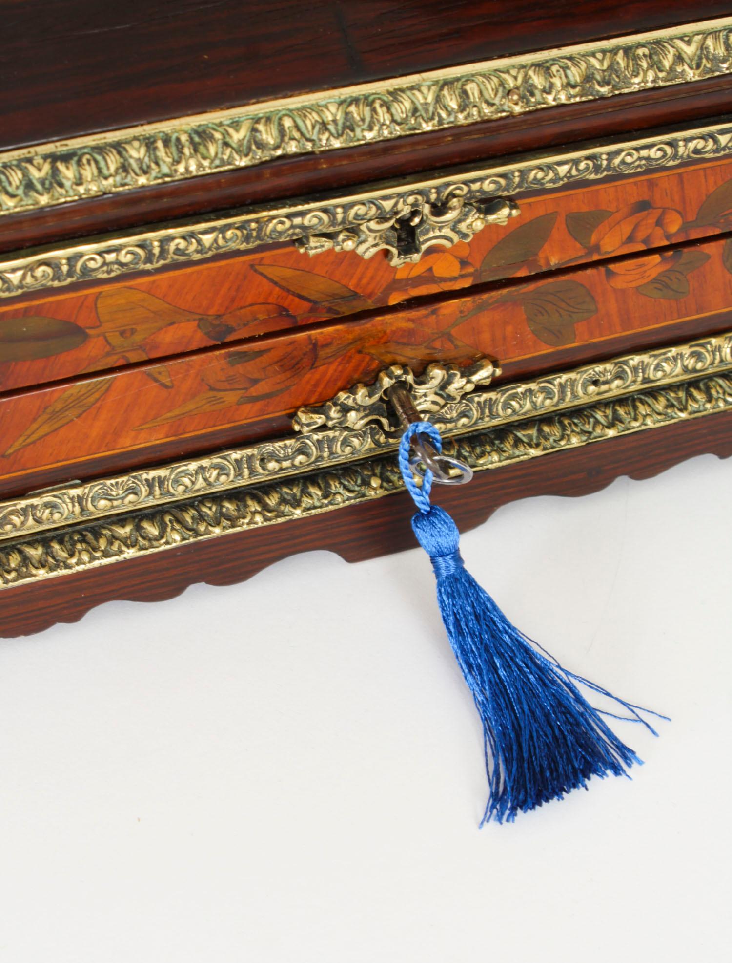 Antique French Marquetry and Ormolu Stationary Casket . 19th Century For Sale 2