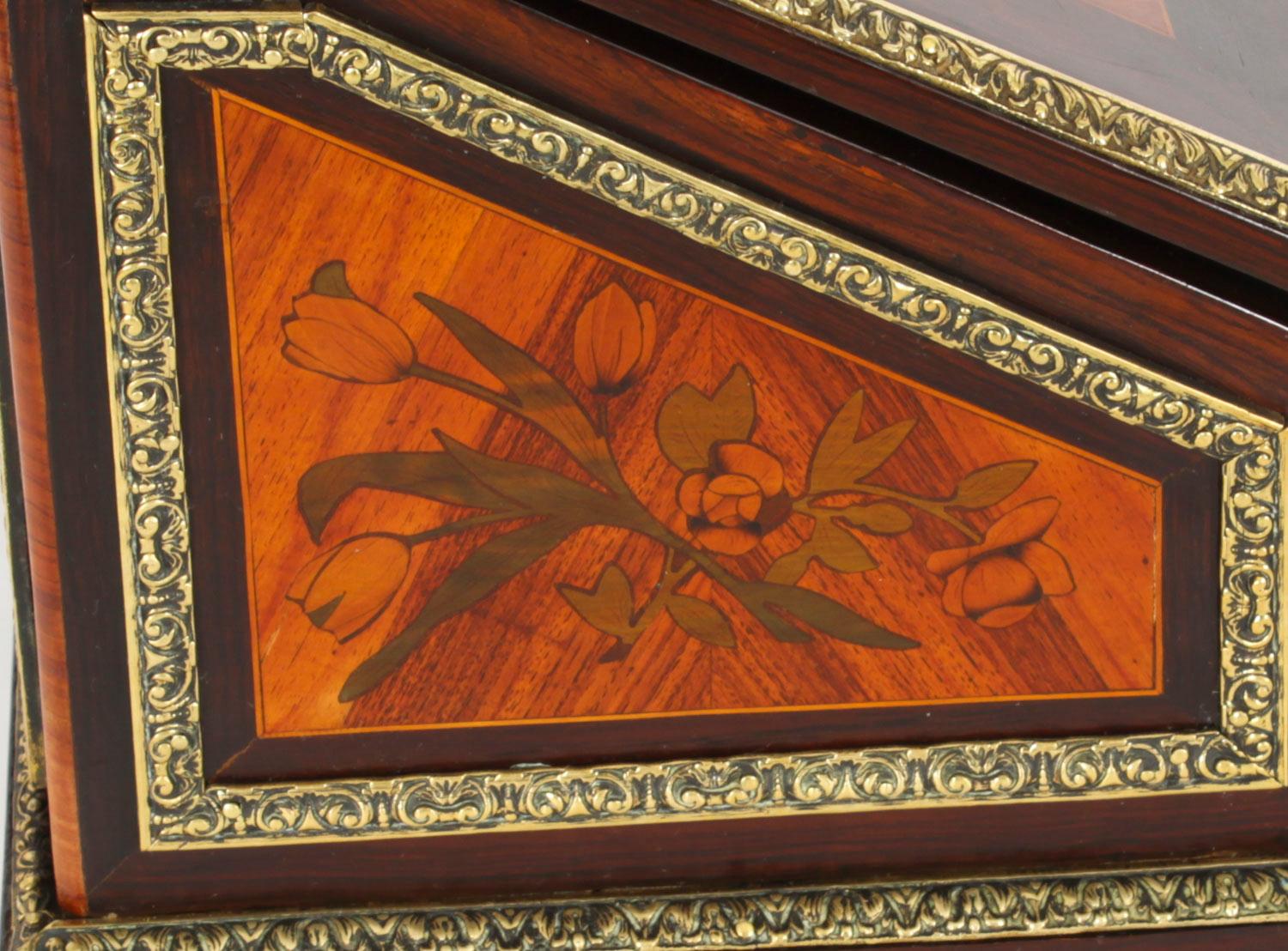 Antique French Marquetry and Ormolu Stationary Casket . 19th Century For Sale 4