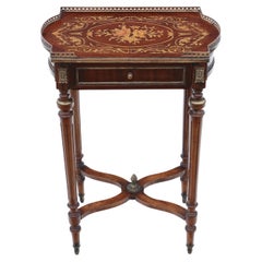 Antique French Marquetry Bedside Table Cupboard